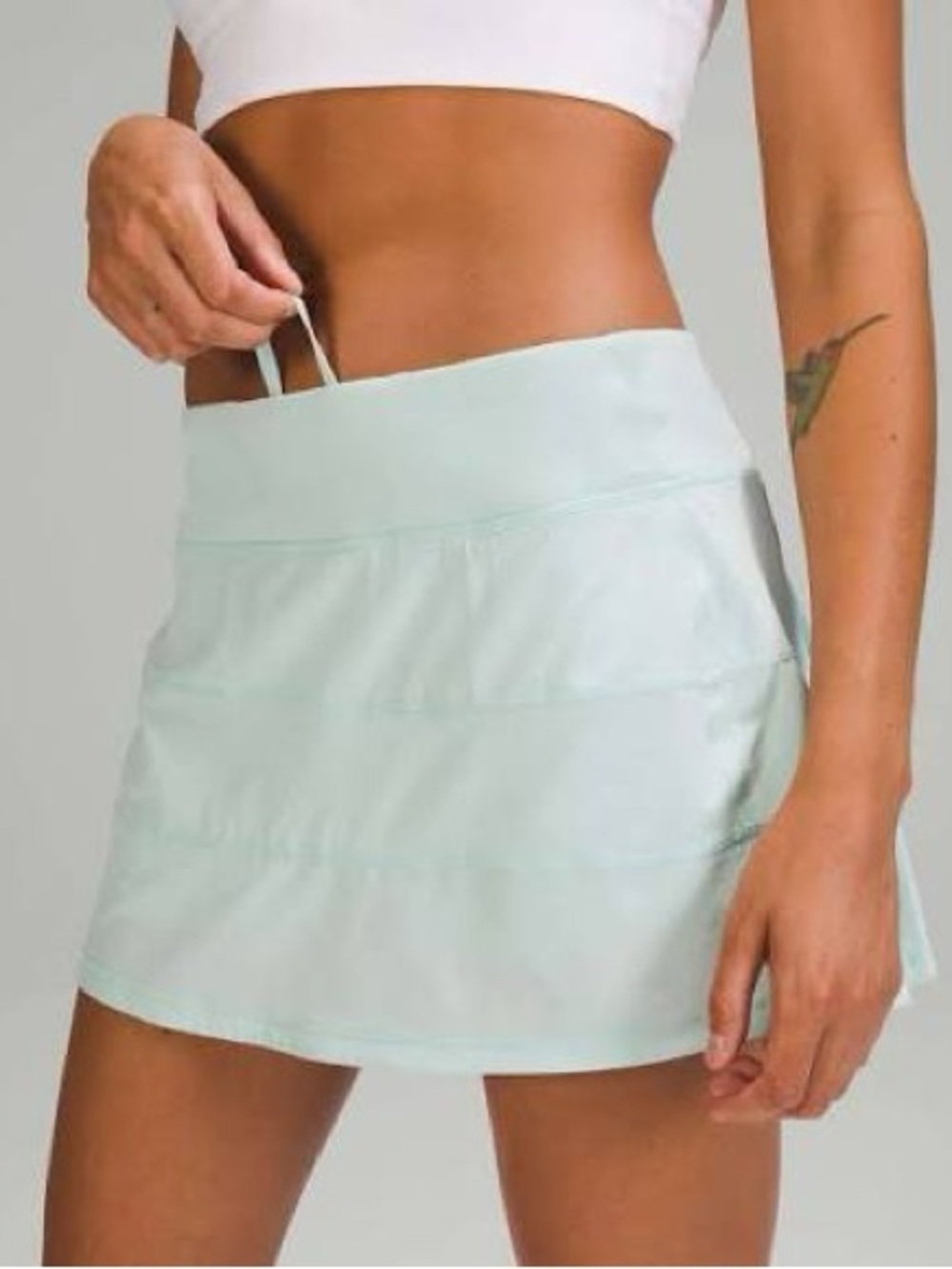 Lululemon delicate mint pace rival mid rise tennis skirt